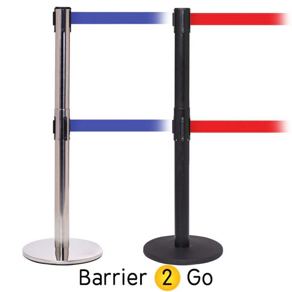 Retail Twin Retractable Belt Barrier Stand 3.4m, 3.9m & 4.9m Barrier 2 Go