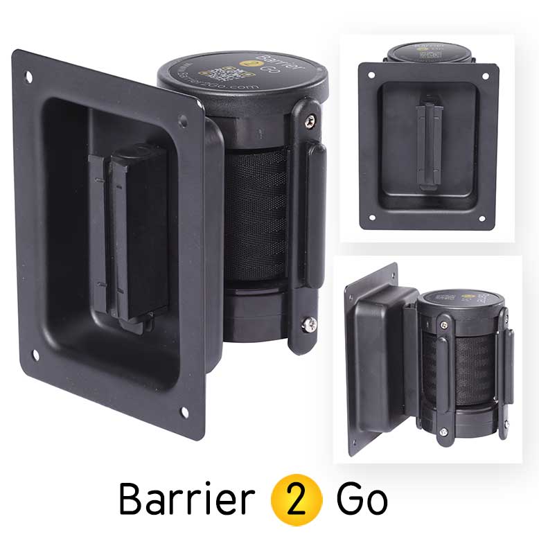 Recessed Wall Mounted Retractable Barrier 2.3M, 3M, 3.9M & 4.6M